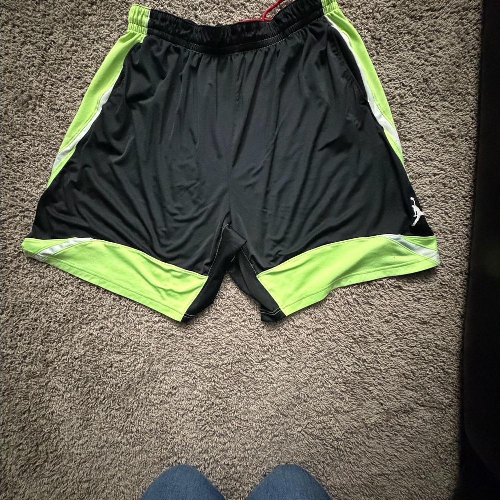 Jordan Black and Lime Green Athletic Shorts